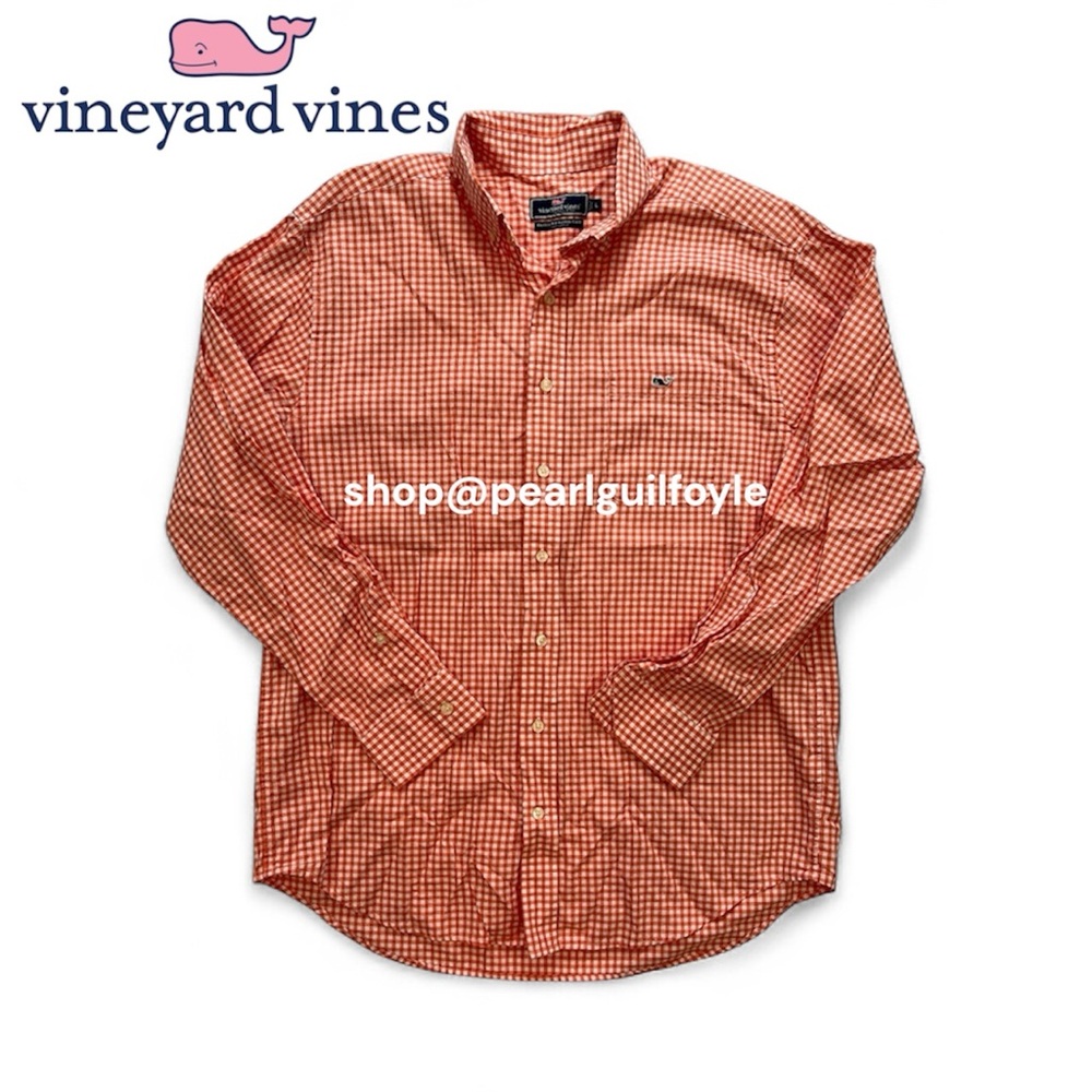 Vineyard Vines Classic Fit Tucker Shirt in Orange Gingham
